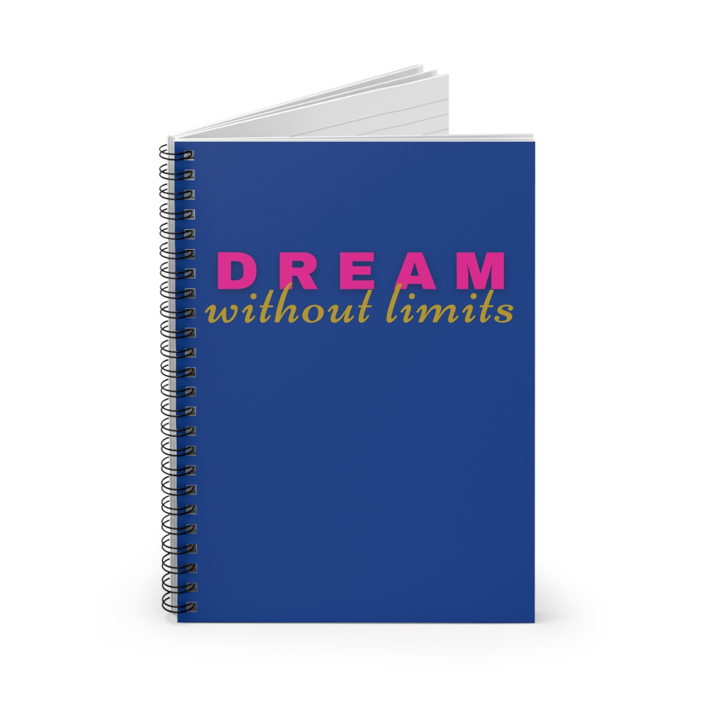 Dream without Limits Ruled Spiral Notebook - Navy Blue