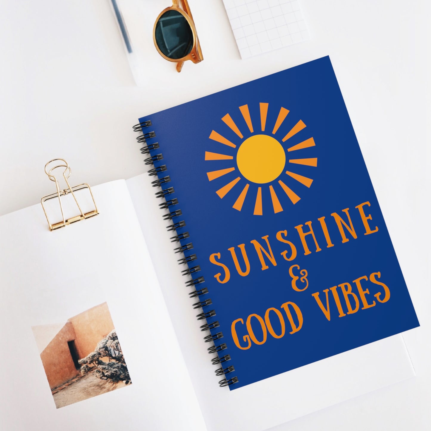 Sunshine & Good Vibes Spiral Notebook - Dark Blue