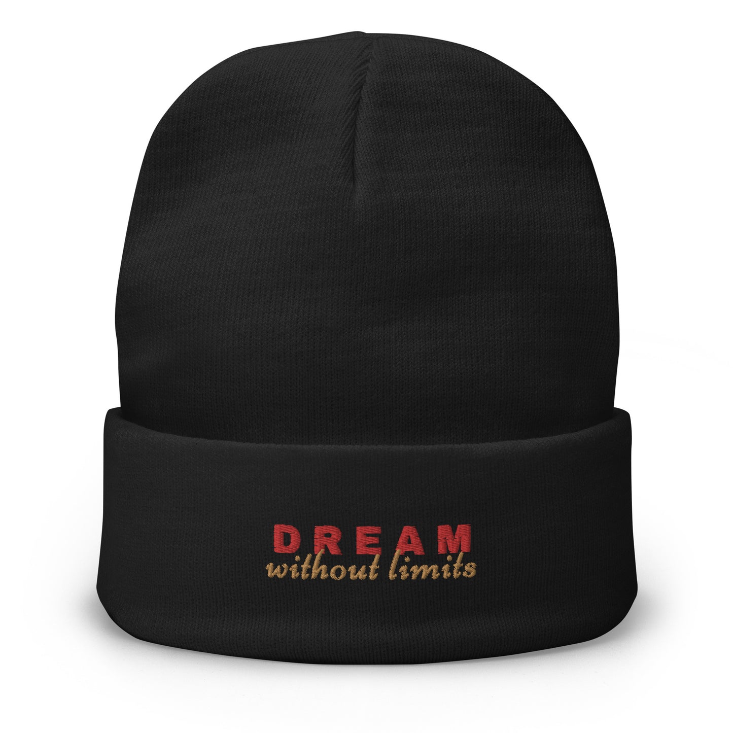 Dream without Limits Embroidered Beanie (Red and Gold)