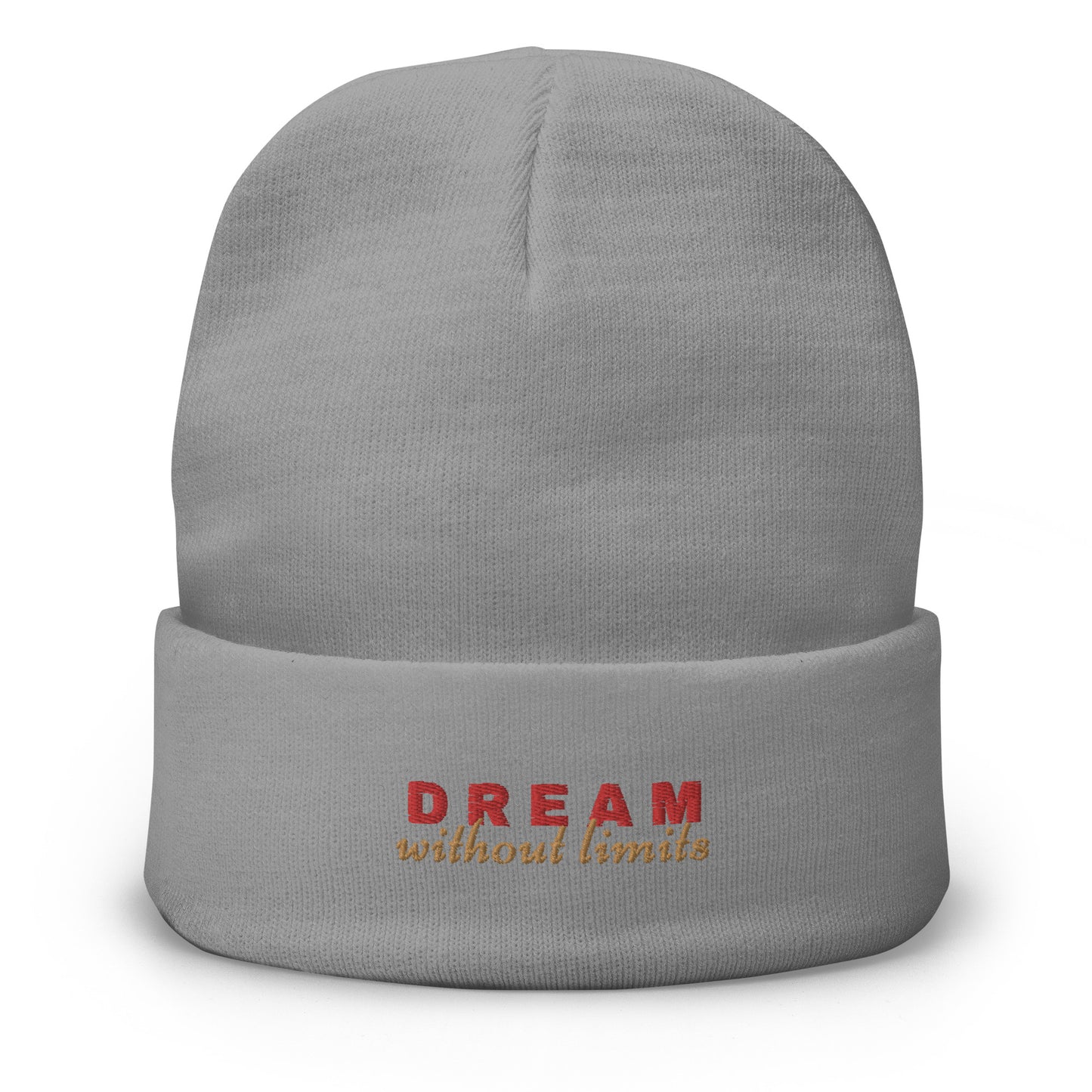 Dream without Limits Embroidered Beanie (Red and Gold)