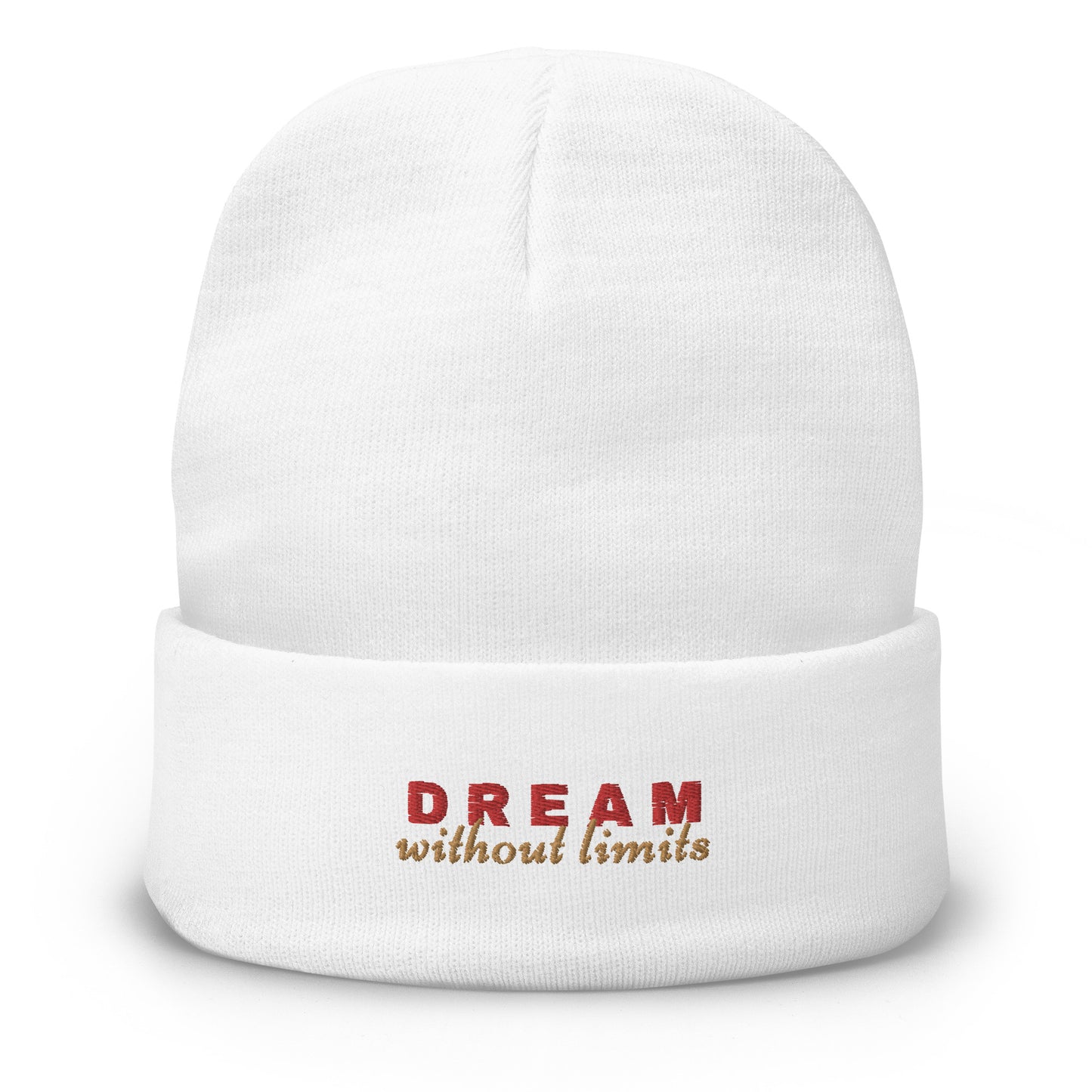 Dream without Limits Embroidered Beanie (Red and Gold)