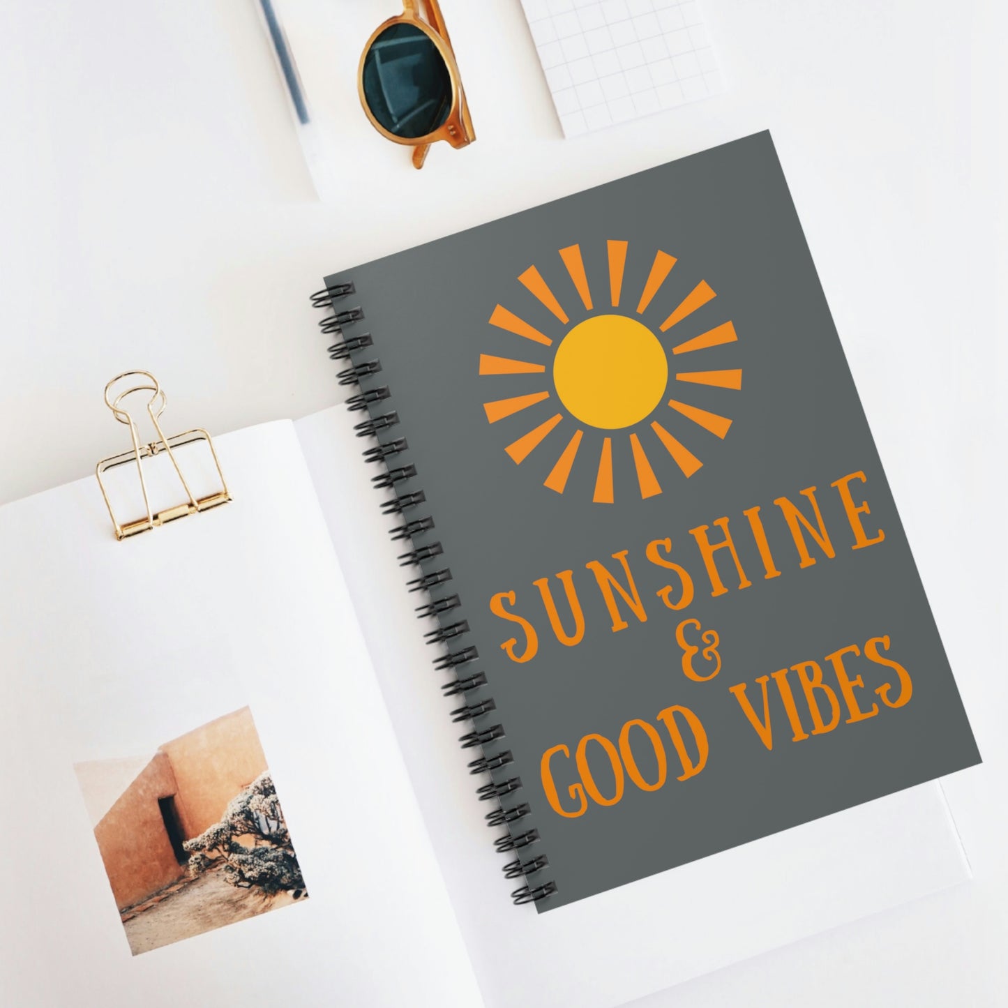 Sunshine & Good Vibes Spiral Notebook - Dark Grey