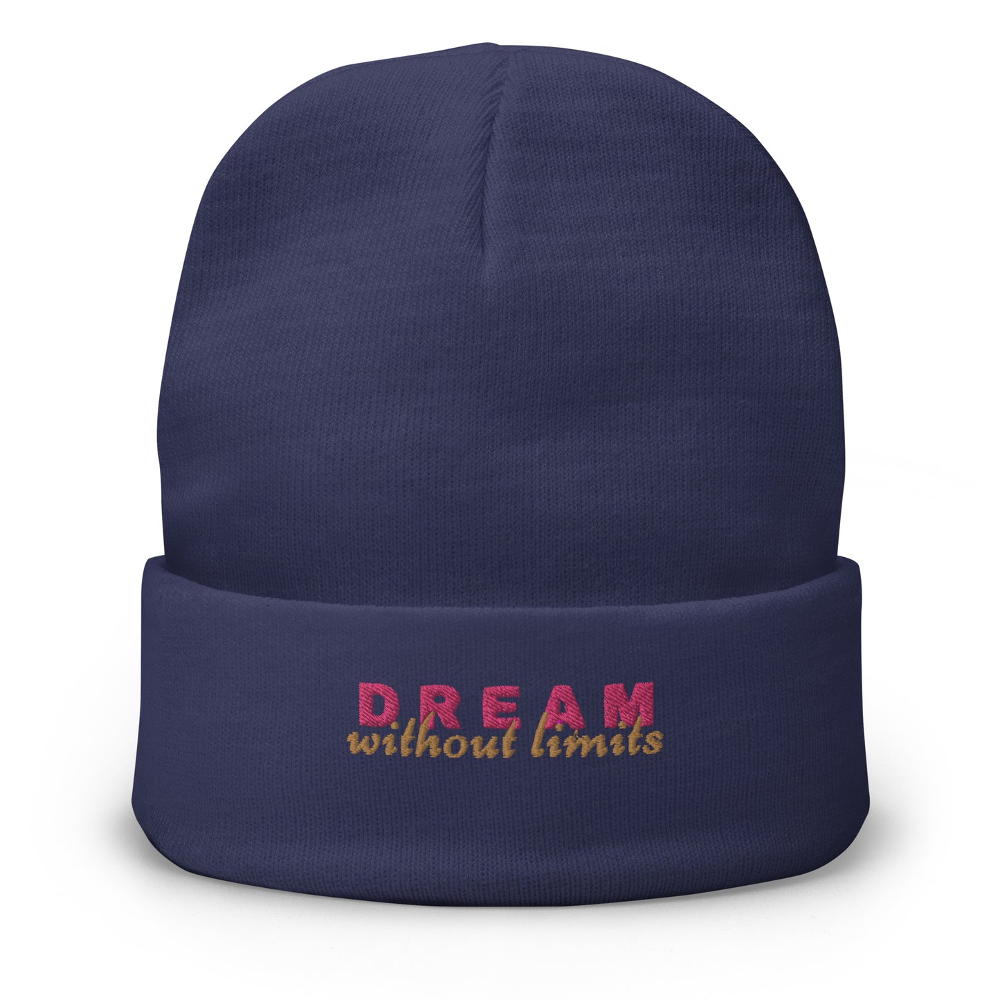 Dream without Limits Embroidered Beanie (Pink and Gold)